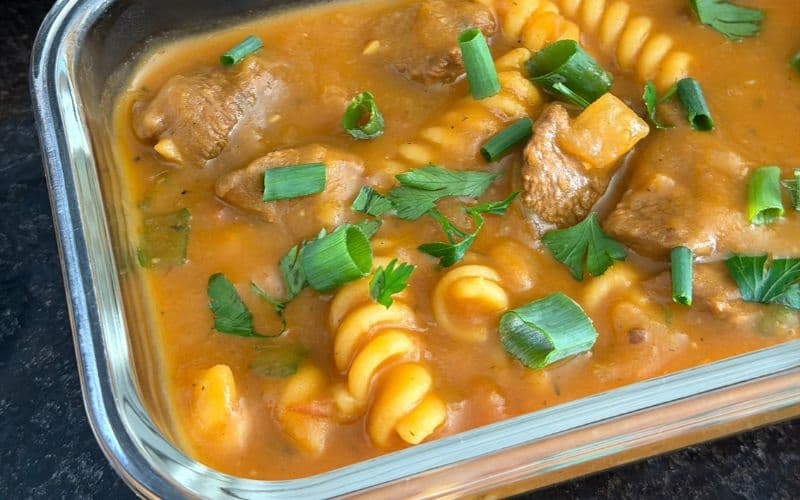 SOPA CREMOSA DE CARNE CON VERDURAS